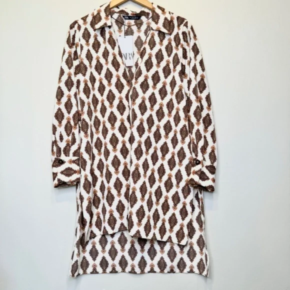 ZARA | NWT Retro Floral Pattern Lightweight Oversized Mod Tunic Blouse - Picture 5 of 17
